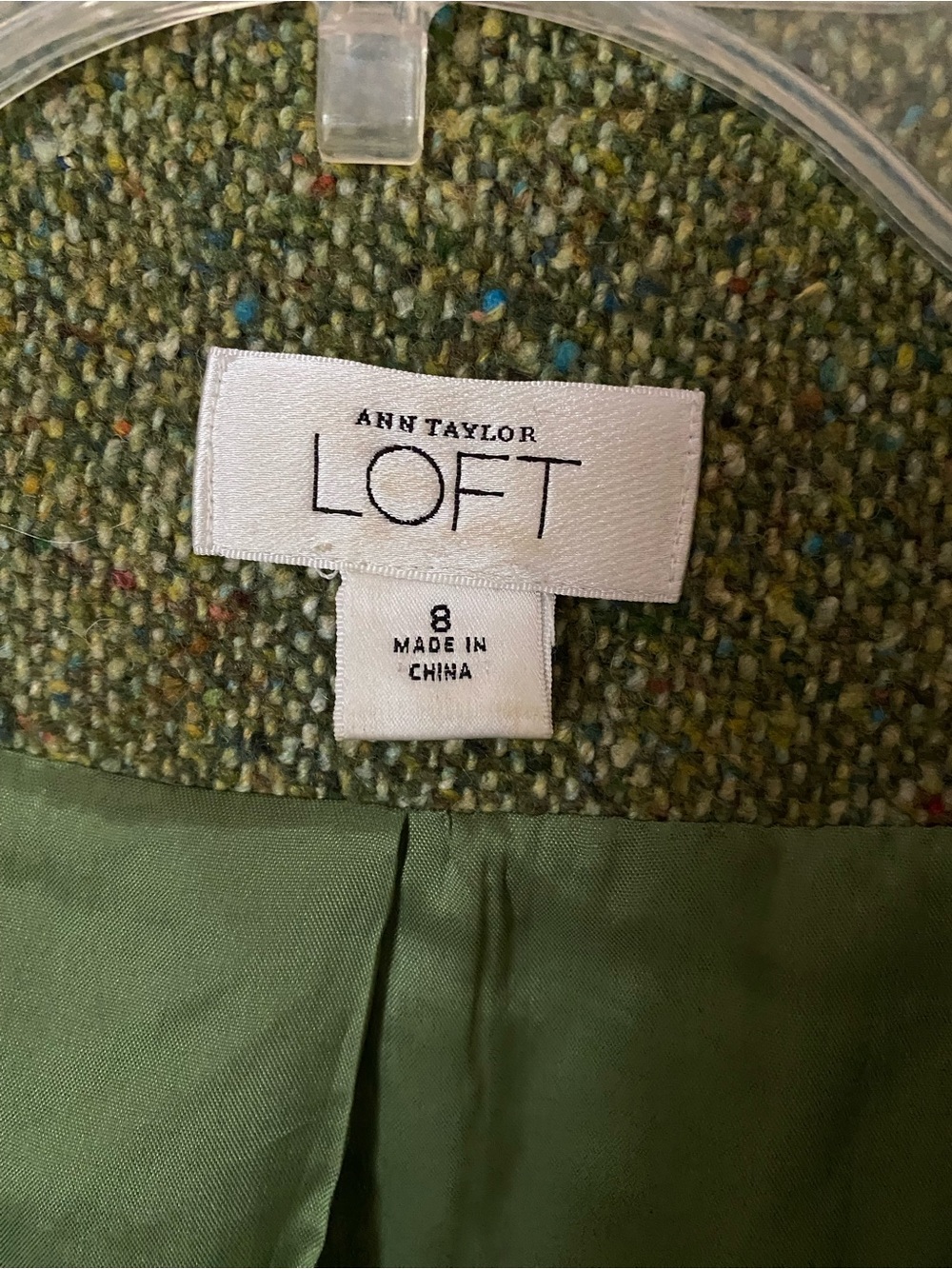 Ann Taylor LOFT Green Tweed Button-Front Blazer - Picture 3 of 8